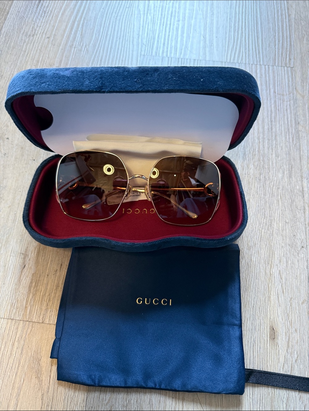 Gucci Men’s Gold Frame Sunglasses with Brown Gradient Lenses